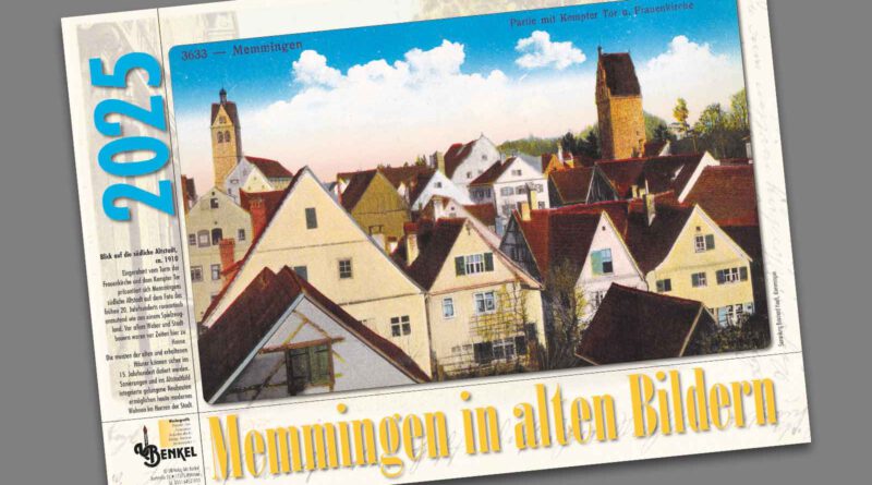 Das Titelblatt eines Kalenders mit einer alten Stadtansicht von Memmingen