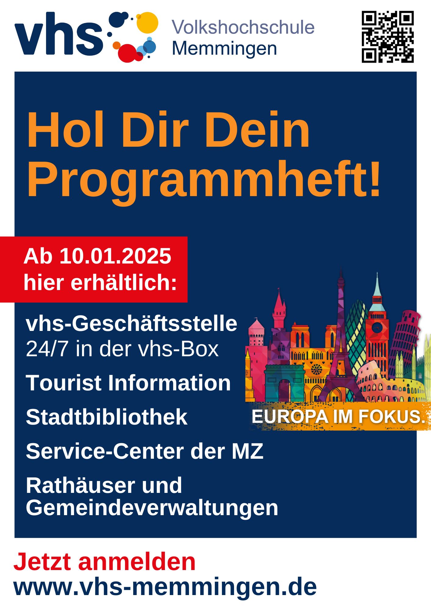 Anzeige der VHS Memmingen für das Jahresprogramm 2025