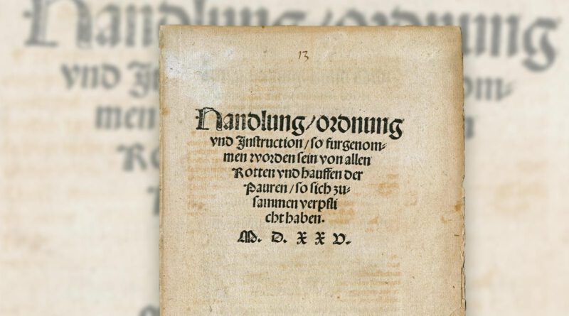 Titelblatt der Bundesordnung der oberschwäbischen Bauern vom 7 März 1525